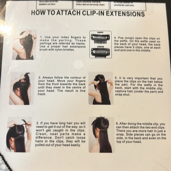 NWOT Hair Extension, Clip-in, 100% Remy Human Hair, Length 14”M, Color #6, Brown - Picture 4 of 5